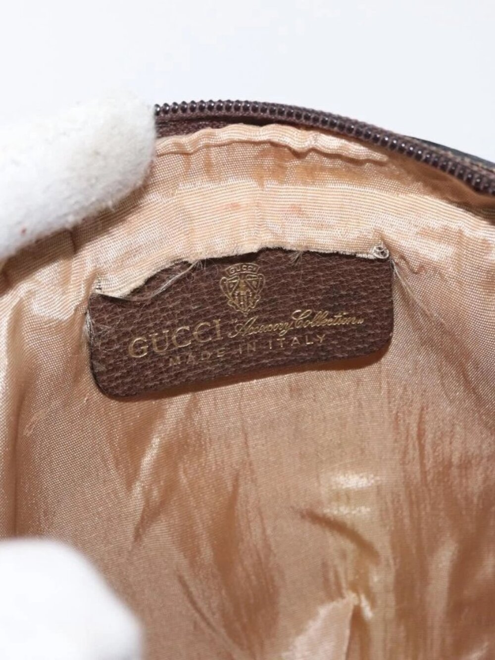 GUCCI GG Supreme Web Sherry Line Bag PVC Beige Gold 001 3654 5 Auth 172680 - Picture 10 of 16